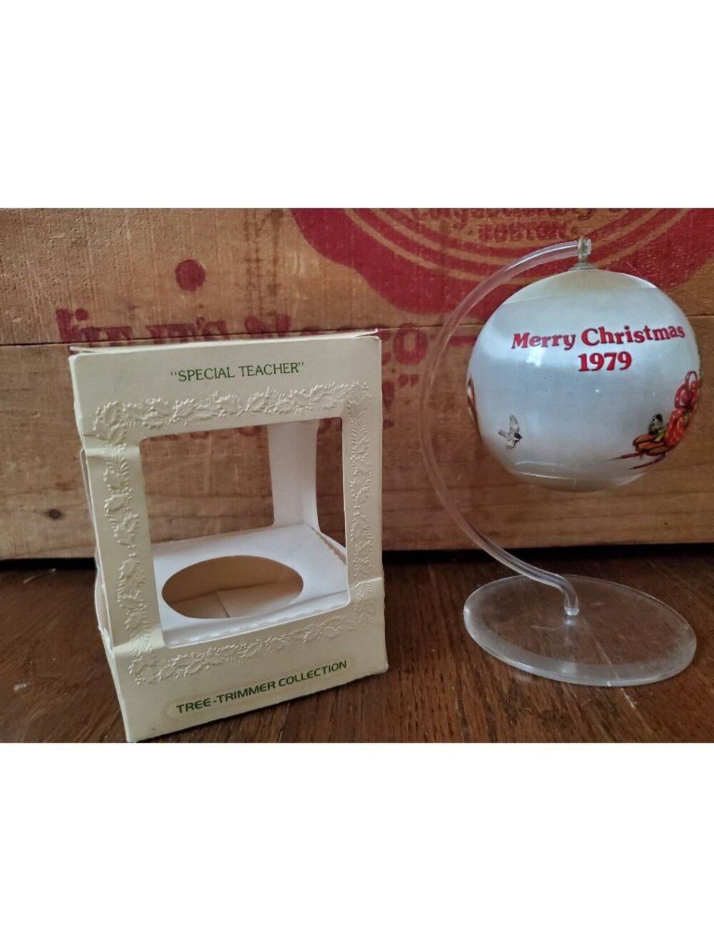 Vtg Hallmark 1979 "Special Teacher" Unbreakable Satin Ornament in Box